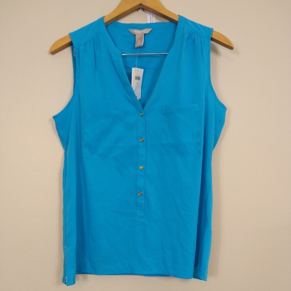 NWT Banana Republic aqua sleeveless blouse